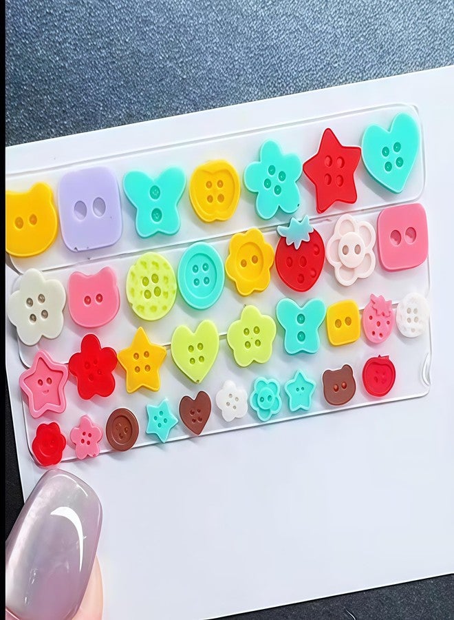 BHCCXZ 3D Buttons Gel Nail Art Mold Silicone Tools Nails Women DIY Manicure Design Multiple Shapes Button Small Model Resin Buckle Gel Molds for Accessories Supplies - Image 2